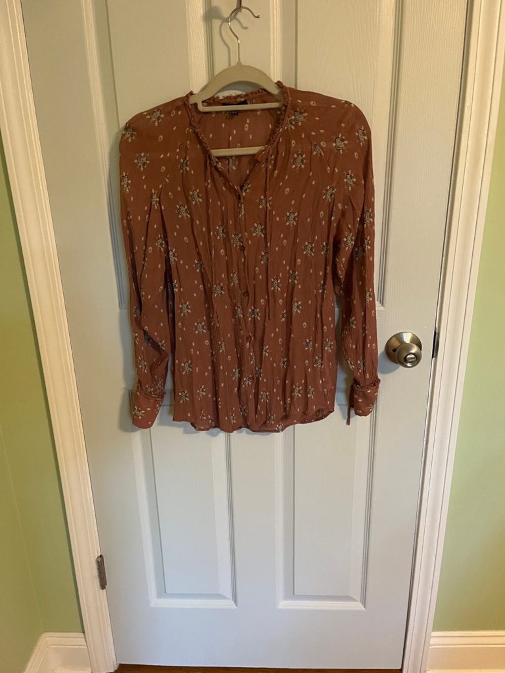 Massimo Dutti Rust Floral Button-Front Blouse